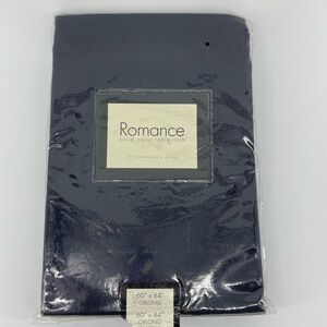 NEW Benson Mills Romance Solid Color Navy Blue Tablecloth, Oblong 60"x84"